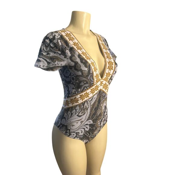 Women M Intimately Free People Place To Be Short Slv Printed Boho Bodysuit - Picture 1 of 6